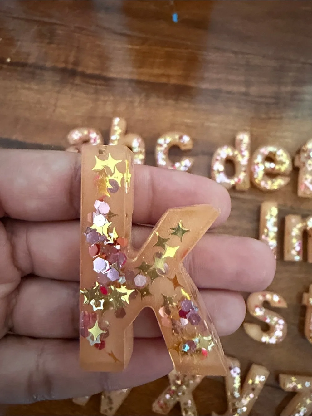 Alphabet Resin Magnets with Multicolor Glitter